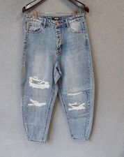 Miss Guided Womens Destressed Blue Denim Jeans Size 12