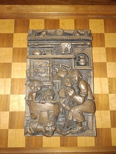 Bath time cold cast plaque - cast,