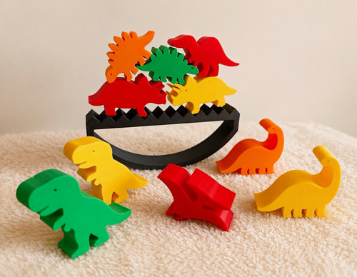 Colourful dinosaur balancing - colourful,