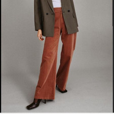 Zara wide leg velvet trousers in burnt orange pants