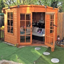 Shire Hampton 8x8 Corner Summerhouse 12mm Interlock Cladding