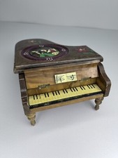 Vintage Swiss Wooden Reuge La Paloma Piano Musical Box Trinket Brown Switzerland