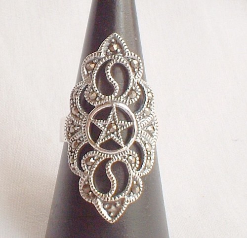 Sterling silver pentagram ring - sterling,