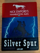 HAMBLETON ALES , Real Ale Pump Clip Front - SILVER SPUR, man cave - home bar
