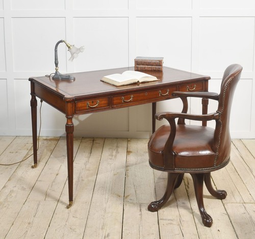 Mahogany three drawer writing - mahogany,