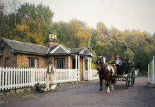 Postcard Shelton Tollhouse Chickens Wheel Horse-Drawn Carriage Victorian School
