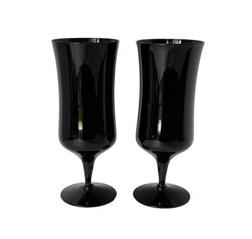 Vtg black stemmed glasses - 2,