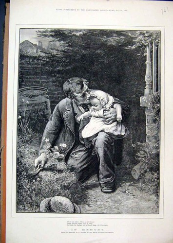 Original old antique print man - old,