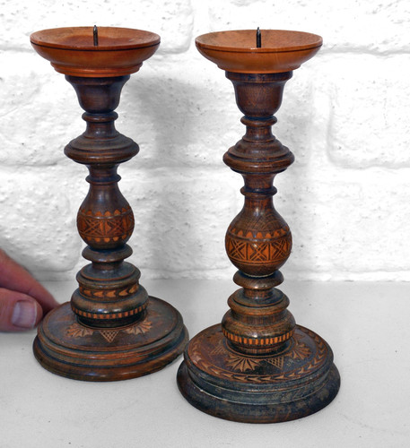 Vintage wooden candlestick - vintage,
