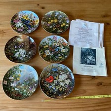 6 German Furstenberg Limited Edition Decorative Plates by Hans Grab Wild Flowers
