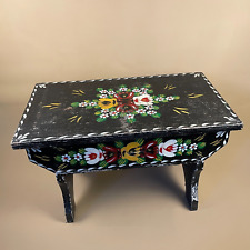 Antique Wooden Side Table Vintage Wood Storage Box Canal Boat Coffee Painted