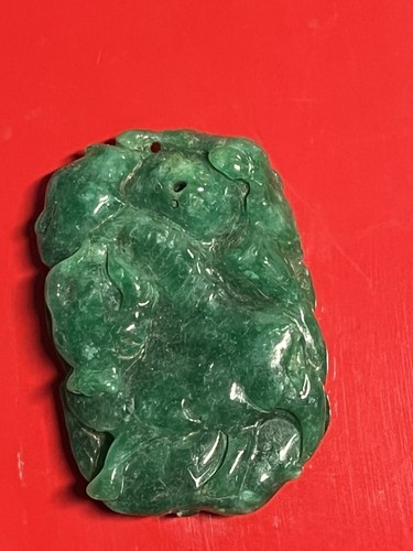 Jade green pendant - jade, carved
