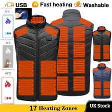 Men USB Electric Heated Vest Jacket Women Warm Up Heating Pad Cloth Body Warmer