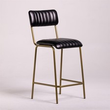 Diner Bar Stool Black Leather