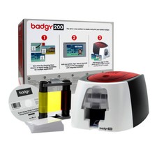 Plastic ID Card Printer Starter Kit Badgy 200 Inc Software, Ribbon & Cards