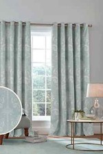 Laura Ashley Josette DUCKEGG EYELETS BLACKOUT CURTAINS W168 Drop182cm