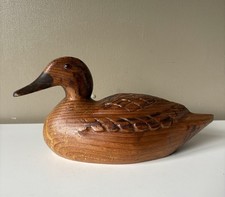 Vintage Hand-Carved Wooden Duck Ornament –Rustic Folk Art Bird Figurine 26.5 cm