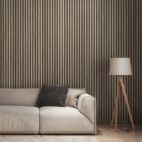Acoustic slat wall walnut wood - wall,