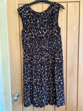 Boden Ladies Selina Black/Brown Animal Print Dress - Size 10R- Exc Condition
