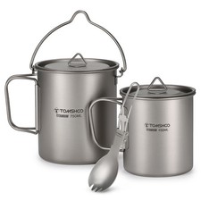 3PCS Titanium Cookware Set Pot Water Cup Mug Outdoor Hiking Camping Backpacking
