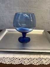 Italian Glass COBALT BLUE Brandy Snifter Bowl Vase ~ MCM 7.5” H x 5” W x 4” Diam