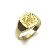 Signet Ring Gold Welsh Dragon