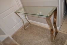 NEXT claro console table chrome metal and glass,stainless steel,hallway table