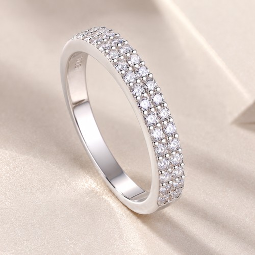 Double row moissanite ring - double,
