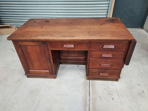 Vintage oak twin pedestal - pedestal, desk