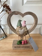 BRAND NEW NEXT Natural Cuddling Gonk Heart 'No Place Like Gnome' Ornament