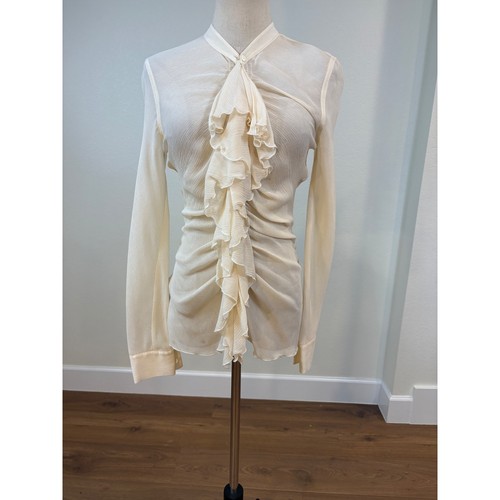 Anne klein blouse cream silk - blouse, 4