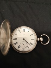 Baume Geneve silver Full Hunter pocket watch  53 mm