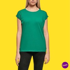 BUILD YOUR BRAND Women's Extended Shoulder T-Shirt, Forest Green, UK 12 | EU 40