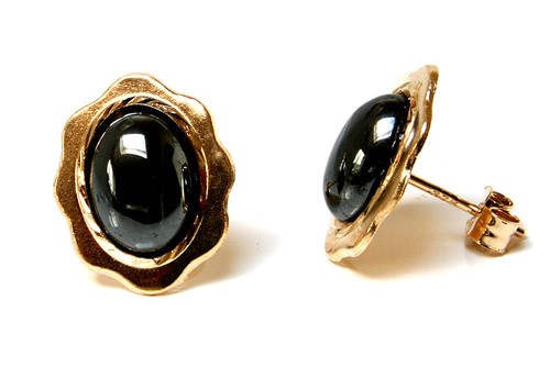 9ct gold hematite - hematite, studs