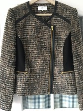 NEW Ladies COUNTRY CASUALS brown/black 40% wool tweed skirted suit size14