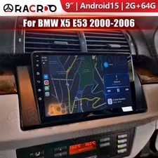 2+64GB Android 15 CarPlay Stereo Radio GPS Sat Nav WiFi For BMW X5 E53 2000-2006