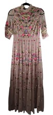Coast Maxi Dress All Over Embroidered Floral Pink Size 10 NEW