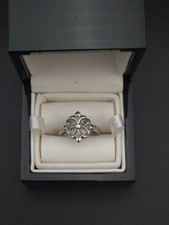 Sterling Silver Diva Diamonds Flower Ring sz 6.5 .925 Fine Fashion Jewelry