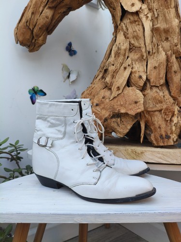 Vtg durango white leather lace - durango,