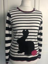 Clements Ribeiro Women's Cotton Jumper Size L 10 12 White Black Striped Rabbit
