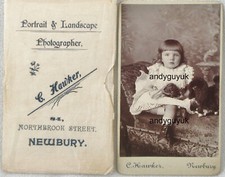 CDV NEWBURY BERKSHIRE GIRL TOY DOG TISSUE COVER ANTIQUE PHOTO HAWKER