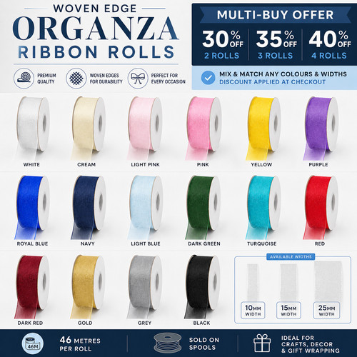 46m woven edge organza - 46m, ribbon