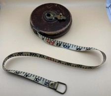 Vintage Chesterman Constantia Measuring Tape Measure Sheffield Brass & Leather