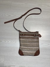 Clarks Bag Womens Tan Woven Raffia Adjustable Crossbody Strap Casual 9 x 10 x 1"