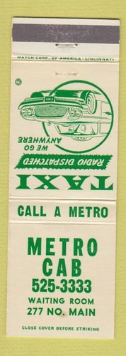 Matchbook cover metro - cover,