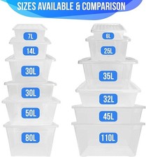 Clear Plastic Storage Box Boxes With Lids Home Office Stackable UK BRITISH MADE