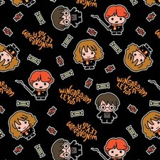 Hogwarts Halloween Black - Harry Potter Cotton Fabric Material