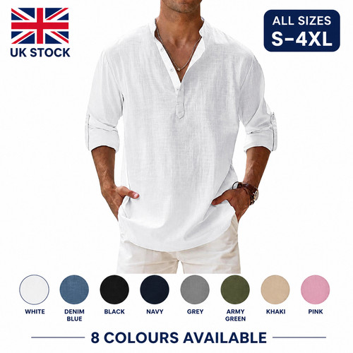 Men cotton linen - cotton, henley