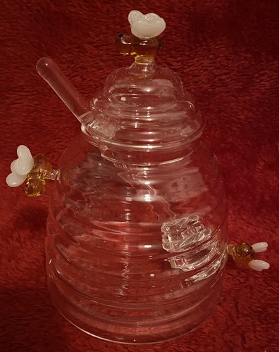 Transparent glass honey jar - honey,
