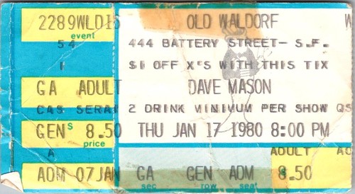 Dave mason concert ticket old - mason,